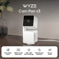 ✅ Wyze Cam Pan v3 Indoor/Outdoor Wifi 1080p Pan/Tilt/Zoom Camera Black・4-Pack ✅