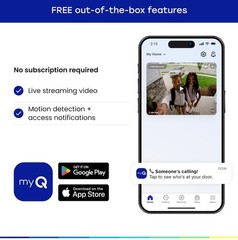 Chamberlain myQ Video Doorbell | 2K Camera, Battery/Wired, Color Night Vision