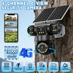 4 Lens Camara De Seguridad Solar 4G SIM Para Exterior Con Vision Nocturna Audio