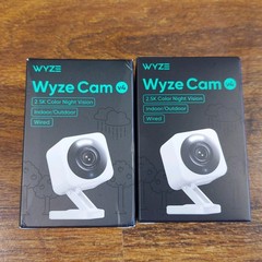 Lot Of 2 Wyze Cam V4 2.5K Color Night Vision Indoor/Outdoor White Google Alexa