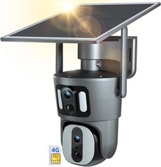 Dual Lens 4G Cellular Security Camera Outdoor with SIM Card 15600mAh 2K HD