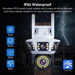 6MP Triple Lens WiFi Surveillance Security Camera Outdoor PTZ Auto Tracking Cam