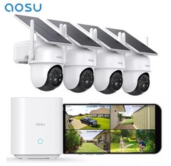 AOSU Solar Security Cameras Outdoor Wireless,4 Cam-Kit,2K Color Night Vision NEW