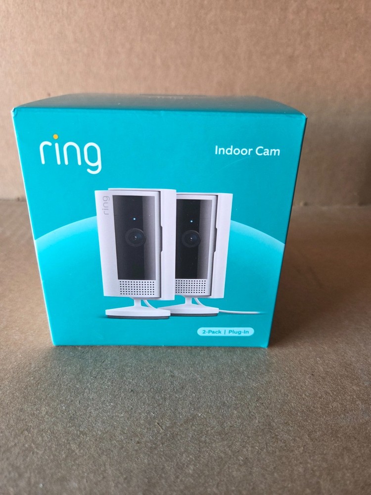 Ring Indoor Cam 2-Pack White Plug-In Smart Home Security Camera 1080p HD Video