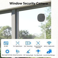 Wansview Window Camera 16x Digital Zoom WIFI Security Camera Color Night Vision