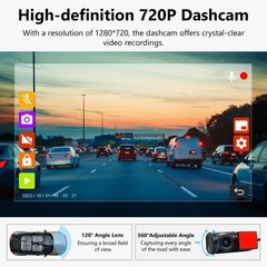 A100 360° Front USB Type Car Dash CAM Dashcam for EONON Android Head Unit w/ DVR