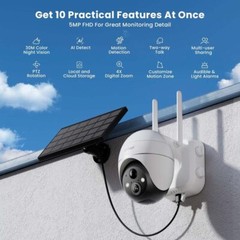 ieGeek 5MP Wireless Solar Outdoor WiFi 360° PTZ Security Cameras Battery Powered