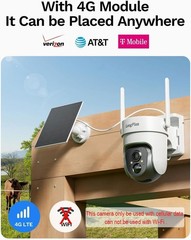 4G LTE Cellular Security Camera No WiFi Solar Outdoor Night Vision With SIM Card