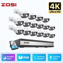 ZOSI 16CH/8CH NVR 4K 8MP POE Security Camera System Audio Recording IP Network