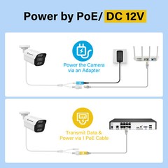 8MP 4K PoE IP Full Color Night Vision Camera Outdoor/Indoor Metal Housing
