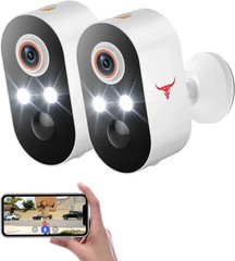 2 Pack Wireless Security Camera System Smart Night Vision Outdoor WiFi Cameras