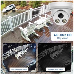 VIKYLIN 8MP Turret Security Camera 24*7 FullColor Night Vision White/Black Color