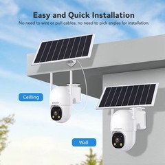 Qty 1x 8W Solar Security Camera, 2K Wireless Outdoor 24/7 Recording AOV Camera