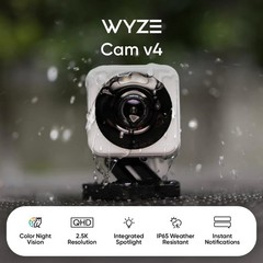 Wyze Cam v4 – 2.5K QHD Indoor/Outdoor WiFi Smart Security Camera