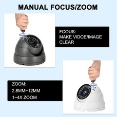 1080P HD 4-in-1 Analog CCTV Security Camera, 2.8-12mm Varifocal Lens, IR LEDs