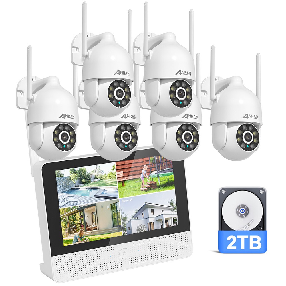 ANRAN Outdoor Security Camera System Wireless Home Night Vision 2TB 8CH 5MP NVR