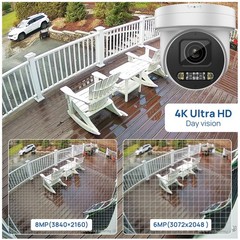 VIKYLIN 8MP 4K 5X ZOOM PTZ Turret Camera Dual Light Color IR Vision MIC Speaker