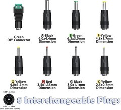 12V 1A AC Power Supply Adapter Cord with 8 Interchangeable DC Plugs for…