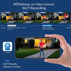 Qty 1x 8W Solar Security Camera, 2K Wireless Outdoor 24/7 Recording AOV Camera