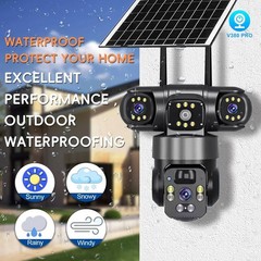 Solar Battery Powered Wireless WiFi Outdoor Pan/Tilt Home Security Camera System