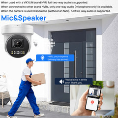VIKYLIN 8MP 4K 5X ZOOM PTZ Turret Camera Dual Light Color IR Vision MIC Speaker