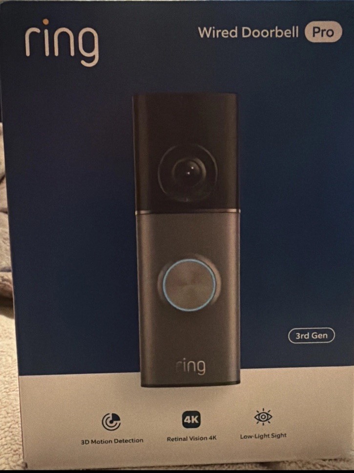 Ring Wired Doorbell Camera Retinal Vision Pro 4K Newest Model 3rd Gen Free Ship