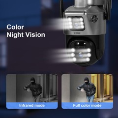 Solar Battery Powered Wireless WiFi Outdoor Pan/Tilt Home Security Camera System