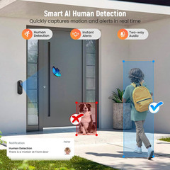 Smart Video Doorbell Camera Wireless, AI Human Detection and Instant Alerts, Nig