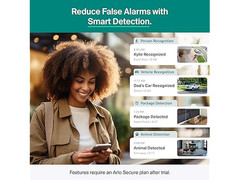 Arlo Essential 2K Pan Tilt Camera White Wired Plug-In Outdoor WiFi + 6Mo Plan