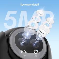 3K 5MP Solar Security Camera Wireless 360° PTZ Auto Tracking Color Night Vision