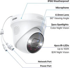ZOSI 8MP/5MP PoE Security Add on IP Camera Waterproof AI Detection 2-Way Audio