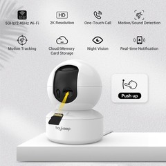 Wireless 5G WiFi Security Camera System 2K Smart Indoor Night Vision Wired Cam